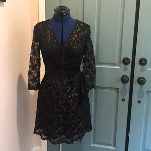 DKNY Black and Gold Lace Dress
